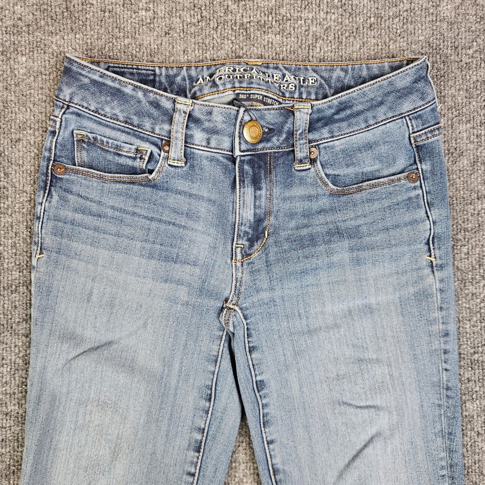 American Eagle Skinny Kick Jeans Women's 0 SHORT 360 Super Stretch Low Rise - Picture 10 of 11